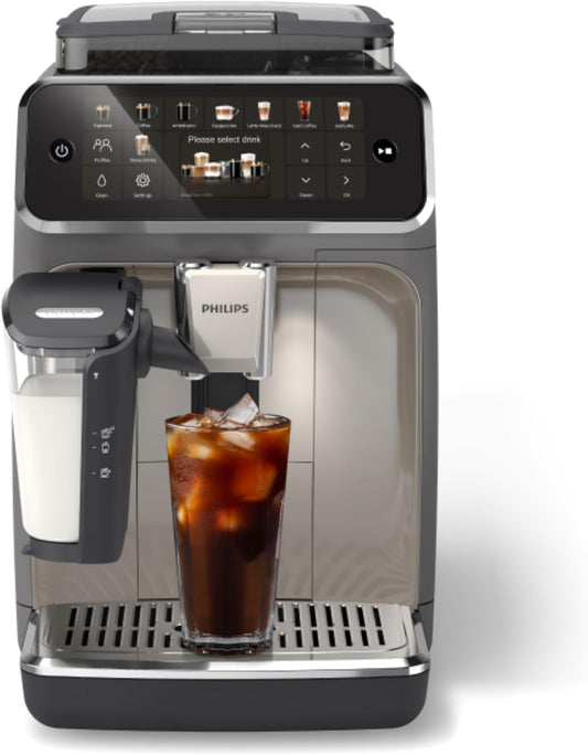 Philips Seria 5500 automatyczny ekspres do kawy (EP5544/50) – system mleczny LatteGo, 20 gorących i zimnych specjałów kawowych, 40% cichszy dzięki SilentBrew, QuickStart, czarny/szary